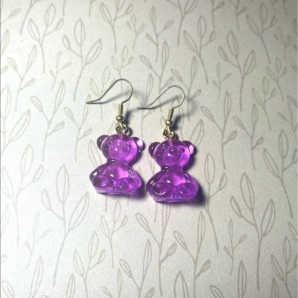 Translucent Purple Bear Earrings!